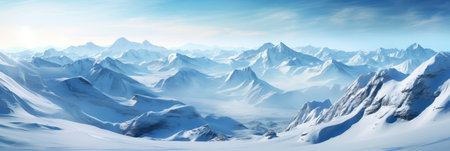 rocky mountain range in winter with high peaks with snow and iceの素材