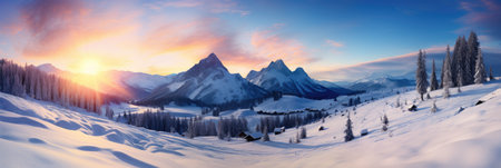 rocky mountain range in winter with high peaks with snow and iceの素材