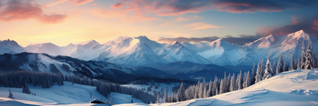 rocky mountain range in winter with high peaks with snow and iceの素材