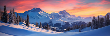rocky mountain range in winter with high peaks with snow and iceの素材