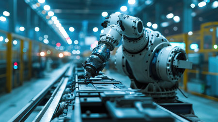 automation robot arm in assembly manufacturing plant on production line factoryの素材