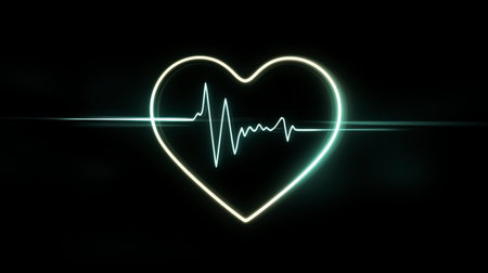 A minimalist interpretation of a heart with a gentle pulse line, embodying simplicity and beauty while conveying a sense of tranquility and emotional connection.の素材