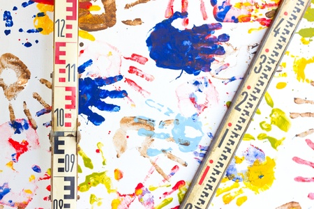 Handprints multicolor for Backgroundの写真素材