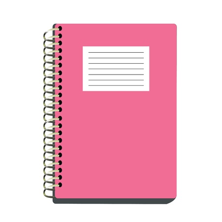 Pink spiral notebook isolated on white background with clipping path のイラスト素材