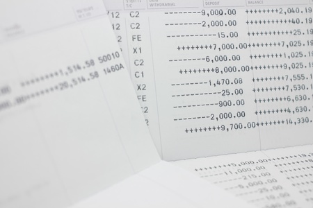 Close up of saving account Passbookの写真素材