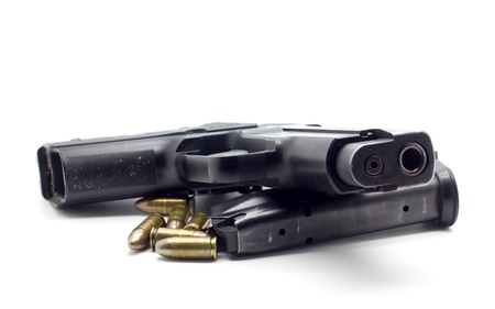 pistol with ammo ,white background