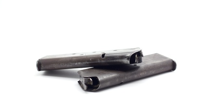 9mm magazine isolated on whiteの写真素材