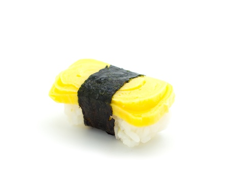 Tamago yaki is sushi using an egg, like a sushi omelette の写真素材