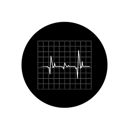 Vector cardiogram icon, Black and white のイラスト素材