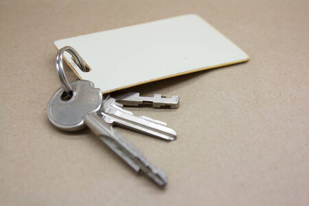 door keys on brown background