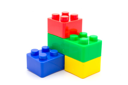 Lego Plastic building blocks on white backgroundの写真素材