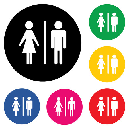 Male Female Restroom Symbol Icon with Color Variations.のイラスト素材