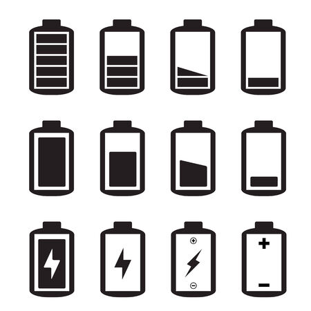 Simple illustrated battery icon with charge levelのイラスト素材