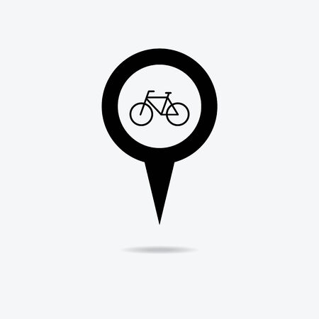 Map pointer with bicycle icon. Vector illustrationのイラスト素材