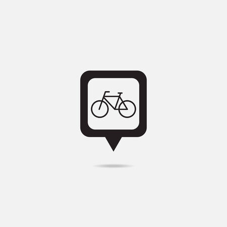 Map pointer with bicycle icon. Vector illustrationのイラスト素材