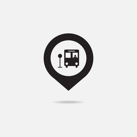 Map marker with Bus icon, vector illustration.のイラスト素材