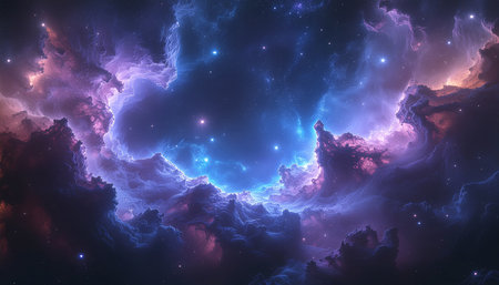 Abstract fractal illustration for creative design looks like galaxies in deep space.の素材