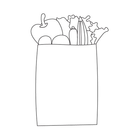 Line art or sketch shopping bagのイラスト素材