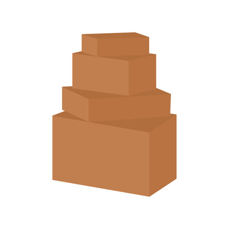 Illustration cardboard stack isolatedのイラスト素材