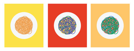 Design set noodle different styleのイラスト素材