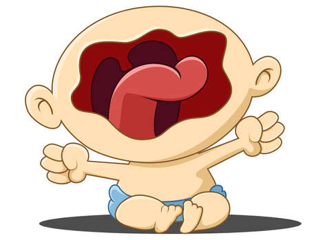 illustration of a crying baby whose mother abandonedの写真素材