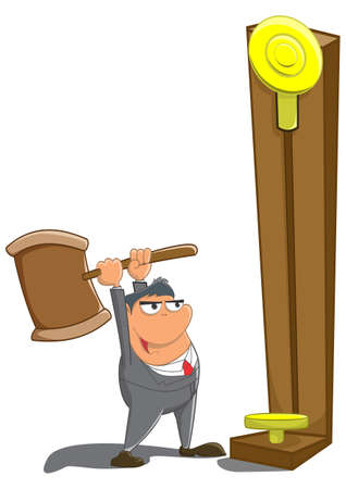 illustration of a man playing fair strength test gameの写真素材