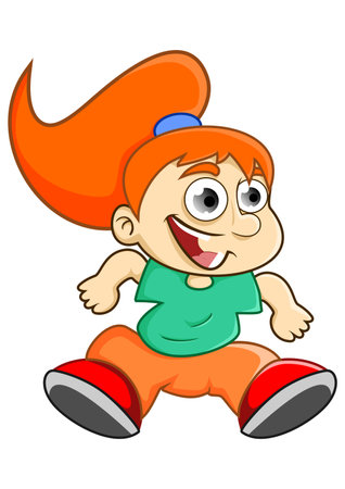 illustration of a girl jumpingの写真素材