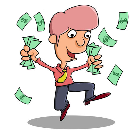 illustration of a very happy after getting moneyの写真素材
