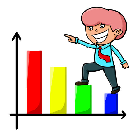 illustration of a businessman who keeps up his careerの写真素材