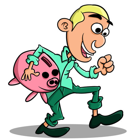 illustration of a person would save money in the bank in order to secureの写真素材
