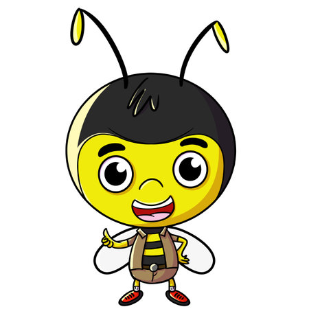 The bee male character has a trendy appearance with his thumbs upの写真素材