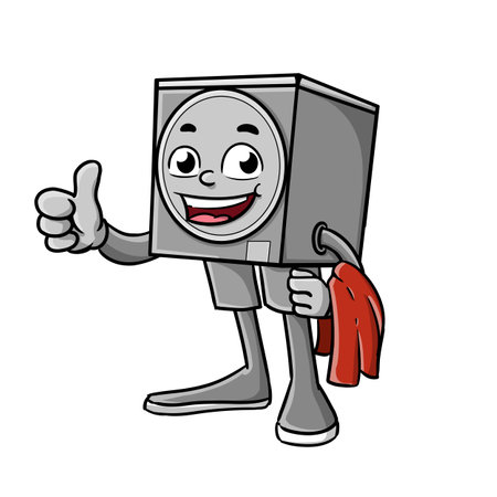 illustration of washing machine character with thumbs upの写真素材