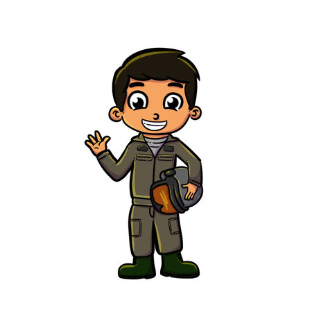 illustration of kid with pilot uniformの写真素材