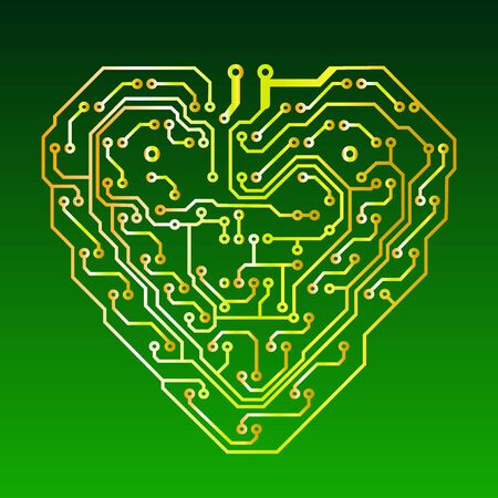 Technology computer circuit love heart background vectorのイラスト素材
