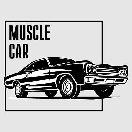 Muscle car retro 70s  vector poster vectorのイラスト素材