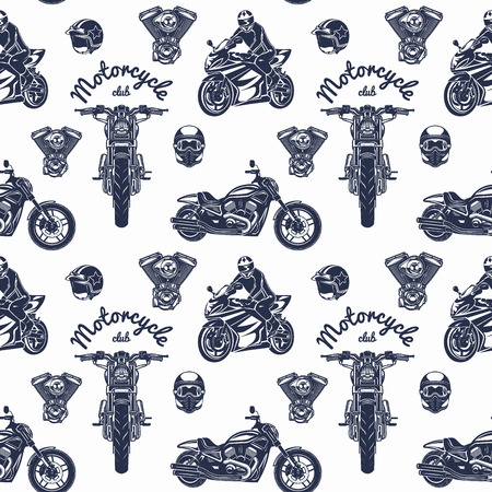 seamless motorcycle patternのイラスト素材