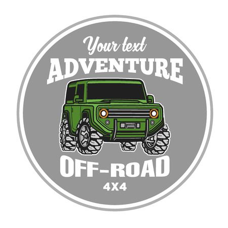 off-road suv car emblems, badges and icons. Rock crawler carのイラスト素材
