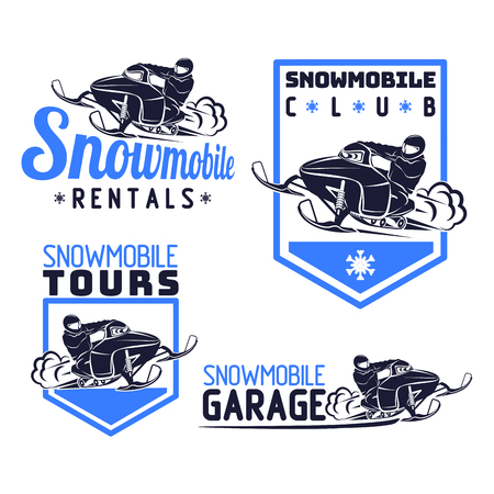 snowmobile logo snow mobile vector qality illustration setのイラスト素材