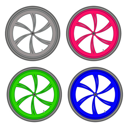 bicycle wheels different color set vector illustrationのイラスト素材