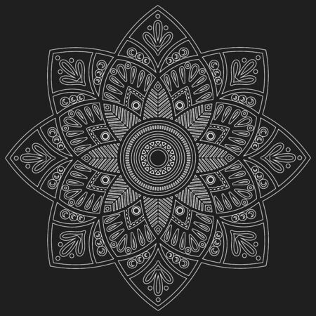 Mandala. Indian antistress medallion. Abstract islamic flower, arabic henna design, yoga symbol.のイラスト素材