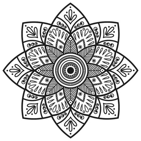 Mandala. Indian antistress medallion. Abstract islamic flower, arabic henna design, yoga symbol.のイラスト素材