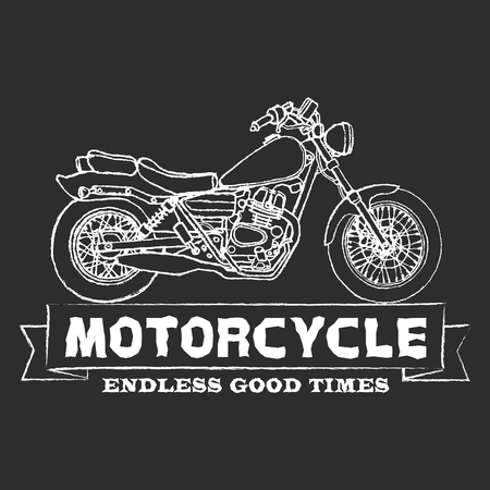 Motorcyle SIDE view HAND DRAWINGのイラスト素材