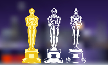 Film Awards. Set of black and white silhouette award. illustration.のイラスト素材