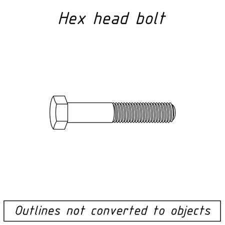 hexhead bolt fastener blueprint outlineのイラスト素材
