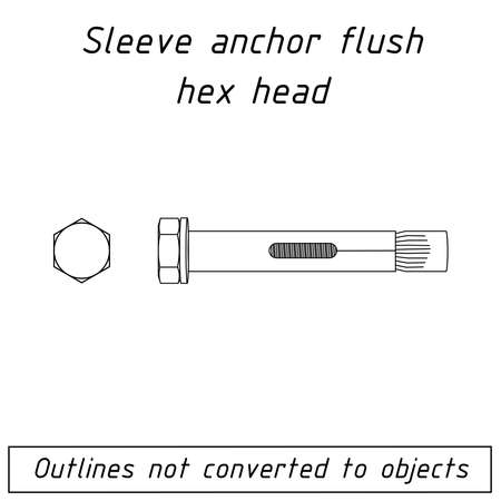 sleeve anchor flush hex head fastener outline blueprintのイラスト素材