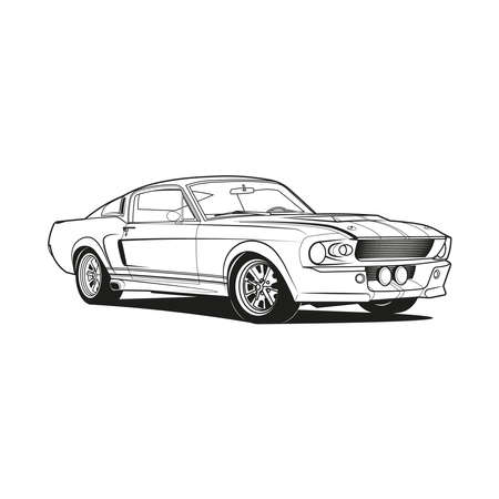 Car outline line art coloring pageのイラスト素材