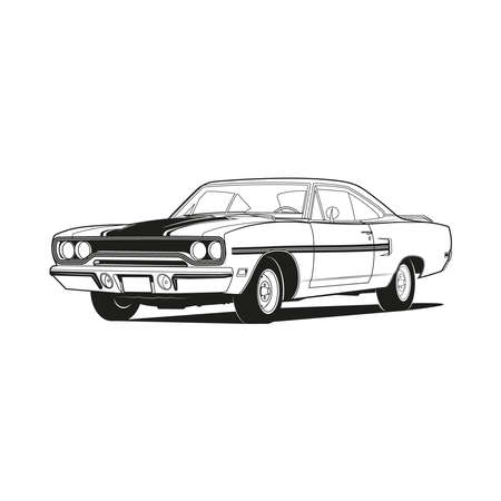 Car outline line art coloring pageのイラスト素材