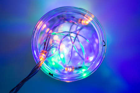 glowing christmas garlandの写真素材