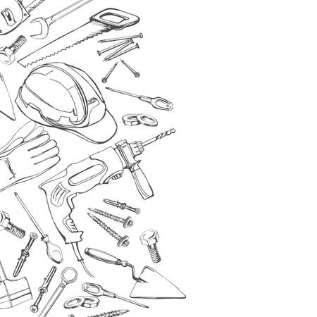 Background with Construction and repair tools. Vector illustration.のイラスト素材