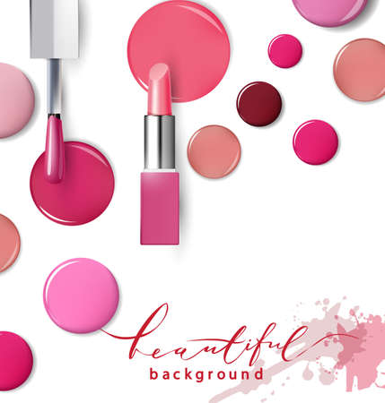 ail polish. Beauty and cosmetics background. Use for advertising flyer, banner, leaflet. Template Vector.のイラスト素材